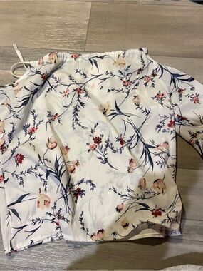 Urban Outfitters White Top with Navy and Red Floral Print
